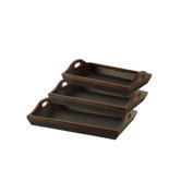 Hanley Trays in Black Faux Leather, Set of 3