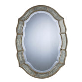 Fifi Oval Beveled Mirror in Antique Silver