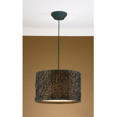 1 Light Naturals Hanging Drum Foyer Pendant