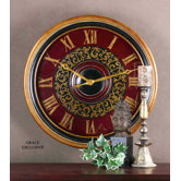 Natara Clock in Aged Black Antique Gold and Deep Red