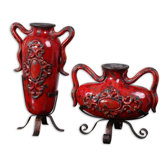 Rami Vase in Bright Red (Set of 2)