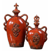 Raya Container in Distressed Crackled Burnt Orange (Set of 2)