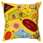 Sunshine 16" x 16" Embroidered Pillow in Yellow
