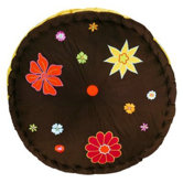 Valley of Flowers Floor Pillow in Brown