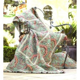 French Queen Quilt in Green and Salmon
