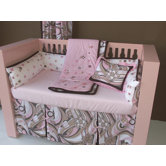 Retro Flowers Pink and Chocolate Crib Bedding Collection
