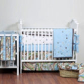 Retro Flowers Blue, Green and Chocolate Crib Bedding Collection