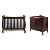 Reagan Two Piece Convertible Crib Set with Toddler Rail in Coffee