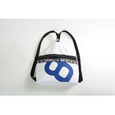 Sardinia Sack Backpack in White Sailcloth with Blue Number