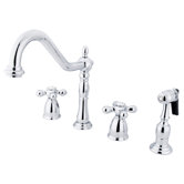 Heritage Two Handle Widespread Kitchen Faucet with Metal Cross Handles