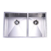 Town Square Undermount Offset Double Bowl Kitchen Sink in Brushed Nicel
