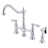 Heritage 8" Spread Deck Mount Double Handle Widespread Bridge Faucet with Metal Lever Handles