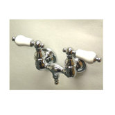 Vintage Double Handle Wall Mount Clawfoot Tub Faucet Trim Porcelain Lever Handle