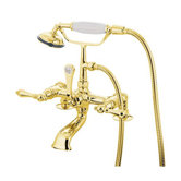 Hot Springs Three Handle Wall Mount Clawfoot Tub Faucet with Handshower