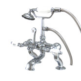 Hot Springs Double Handle Deck Mount Clawfoot Tub Faucet Trim Porcelain Lever Handle