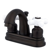 Centerset Bathroom Faucet with Double Porcelain Cross Handles
