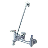 Rigid Spout Two Handle Wall Mount Bridge Faucet