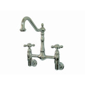Heritage Two Handle Wall Mount Bridge Kitchen Faucet with Metal Cross Handles