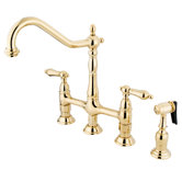 Heritage 8" Spread Deck Mount Double Handle Widespread Bridge Faucet with Metal Lever Handles