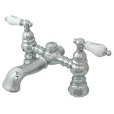 Hot Springs Double Handle Deck Mount Clawfoot Tub Faucet Trim Porcelain Lever Handle