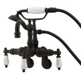 Hot Springs Three Handle Wall Mount Clawfoot Tub Faucet with Handshower
