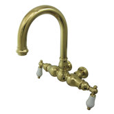 Hot Springs Double Handle Wall Mount Clawfoot Tub Faucet Trim Porcelain Lever Handle