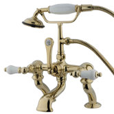 Hot Springs Double Handle Deck Mount Clawfoot Tub Faucet Trim Porcelain Lever Handle