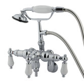 Hot Springs Three Handle Wall Mount Clawfoot Tub Faucet with Hand Shower