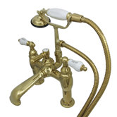 Hot Springs Double Handle Deck Mount Clawfoot Tub Faucet Trim Porcelain Lever Handle