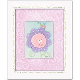Flowers and Bugs Crazy Daisy Framed Giclee - Purple Flower with Ladybug Wall Art