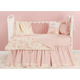 Toile Pink Toddler Coverlet and Pillow