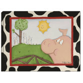 Pig and Bunnies Stretched Giclee Canvas