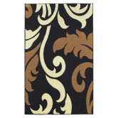 Capri Black Leaf Rug