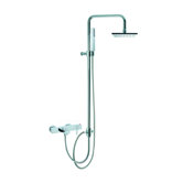 Brick Chic Floor Mount Thermostatic Tub and Shower Faucet with Hand Shower