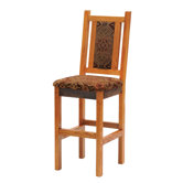 Reclaimed Barnwood Stool with Backrest and Upholstered Seat