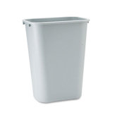 Soft Molded Plastic Wastebasket, Rectangular, 10.25gal, Gray