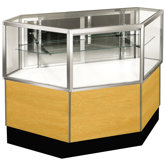Streamline 38" x 34" Half Vision Inside Corner Showcase with Mirror Back