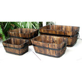 Rectangular Cedar Barrel in Burnt Brown (Set of 4 )