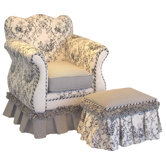 Toile Empire Child's Club Chair and Ottoman Set