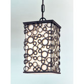 Aqua  Hanging Lantern in French Iron