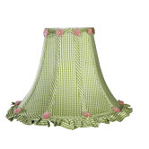 Green Checks Ruffled Edge Shade in Ivory