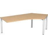 216,6 x 113cm Schreibtisch 135&deg; rechts / links zur&uuml;ckgesetzt "Stockholm" in Wei&szlig;alu / Anthrazit