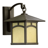 Sorrel Outdoor Wall Lantern with Amber Scavo Glass Shade in Oiled Bronze