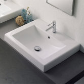 Square Built-In Single Hole Bathroom Sink in White