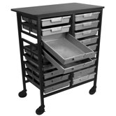 Mobile Work Center with Single Extra Wide Storage Trays