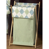 Blue and Green Argyle Laundry Hamper