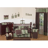 Ethan Modern Baby 9-Piece Crib Bedding Set in Green and Brown