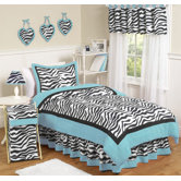 Zebra Turquoise Collection 4pc Twin Bedding Set