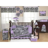 Zebra Purple Collection 9pc Crib Bedding Set