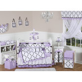 Princess Black, White and Purple Collection 9pc Crib Bedding Set